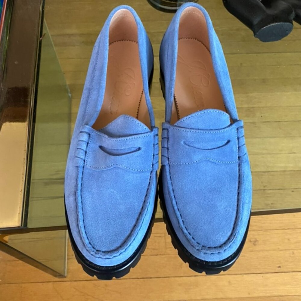 J Crew suede Winona lug sole penny loader